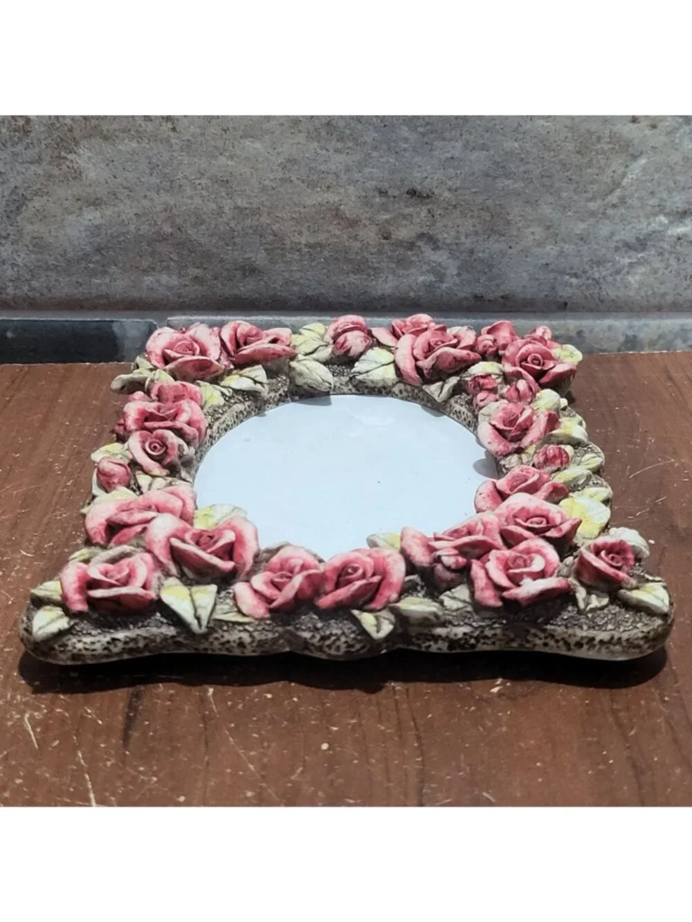 Vintage Hand Painted 3D Rose Picture Photo Frame